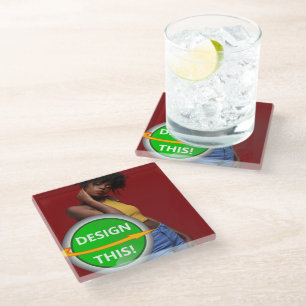 COOL! Glazen vierkant Onderzetter - Custom