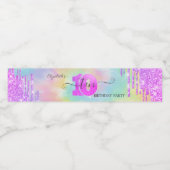 Cool Glitter Drips Tie Dye 10th Birthday Waterfles Etiket (Enkel label)