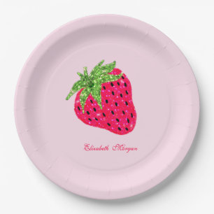 Cool Glitter Strawberry Papieren Bordje