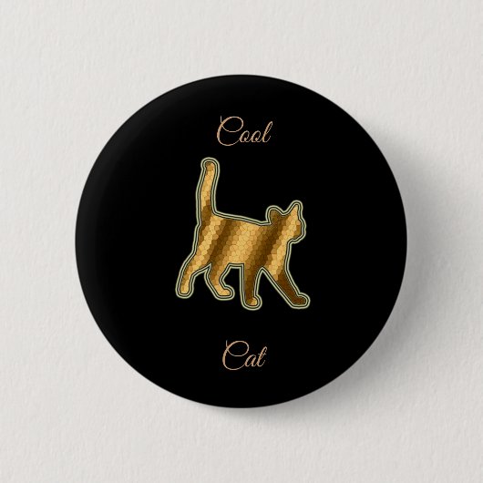 Cool Gold Cat Ronde Button 5,7 Cm (Voorkant)