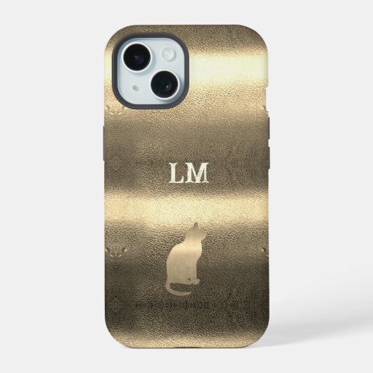 Cool Gold Look Chat Monogrammes Initiales (Verso)
