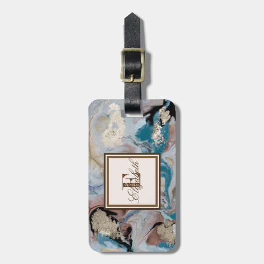 Cool Gold Marble Texogram Bagagelabel (Voorkant verticaal)