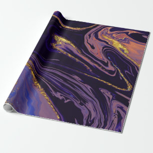 Cool Gold Violet Marble Texture Cadeaupapier