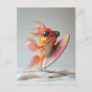 Cool Goldfish Surfen op een Golf Briefkaart