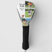 Cool Golf Gift voor Dad Custom 3 Foto & Naam Wit Golfheadcover (Voorkant)