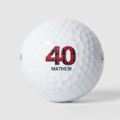 Cool Golfer Gift 40e Verjaardag rode plaid ontwerp Golfballen (Voorkant)