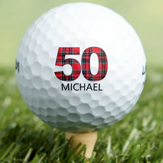 Cool Golfer Gift 50ste Verjaardag rode plaid ontwe Golfballen