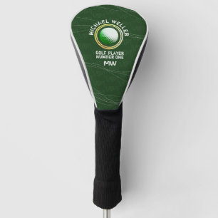 cool golfspeler logo op groen golfheadcover