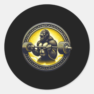 Cool Gorilla Art Bodybuilding Gewichtheffen Gym Ap Ronde Sticker