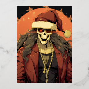 Cool Goth Punk Schedel Anime Kerstman Duivel Folie Feestdagenkaart