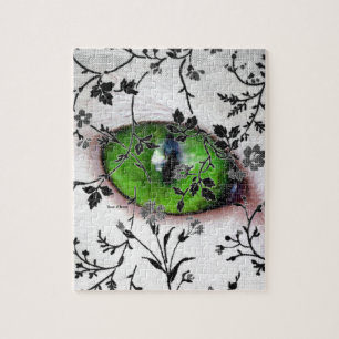Cool Gothic Floral Girly Eye of Cat Legpuzzel