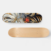 Cool Gothic Red Rose Jungle Foliage Skateboard  (Horz)