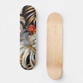 Cool Gothic Red Rose Jungle Foliage Skateboard  (Recto)