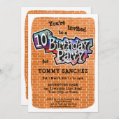 Cool Graffiti Art 10e verjaardag Uitnodiging (Voorkant / Achterkant)