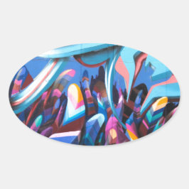 Cool Graffiti Muur Ovale Sticker
