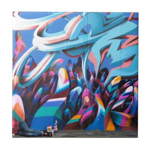 Cool Graffiti Muur Tegeltje (Voorkant)