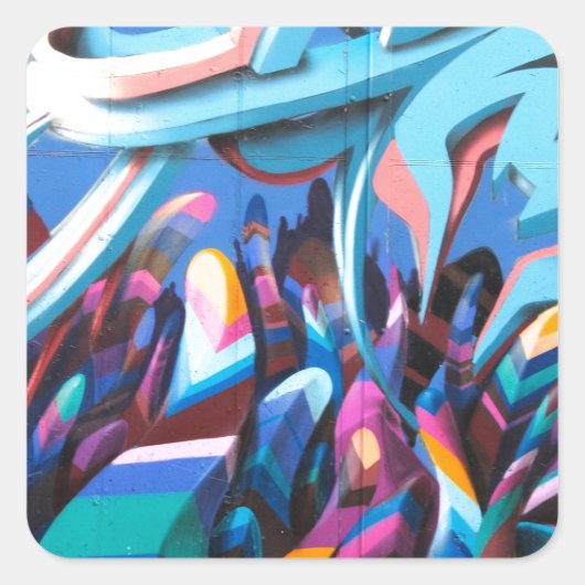 Cool Graffiti Wall Vierkante Sticker (Voorkant)