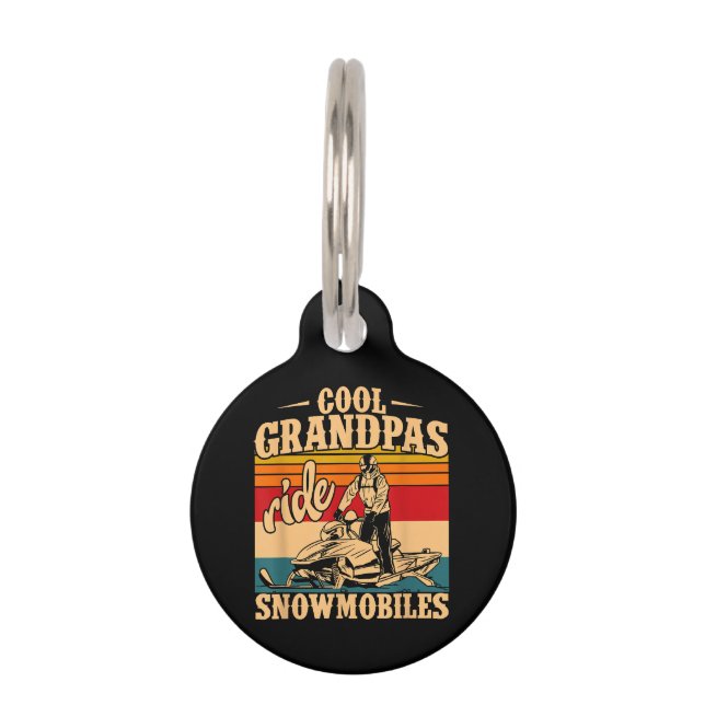 Cool Grandpas rides Snowmobies Snowmobile Snowmob Huisdierpenning (Voorkant)