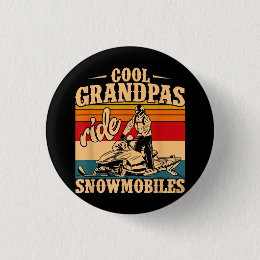 Cool Grandpas rides Snowmobies Snowmobile Snowmob Ronde Button 3,2 Cm (Voorkant)