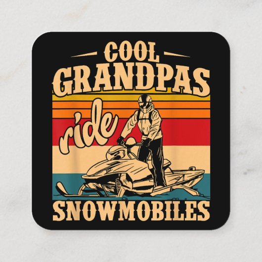 Cool Grandpas rides Snowmobies Snowmobile Snowmob Vierkante Visitekaartje (Achterkant)