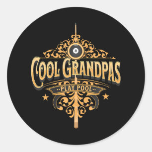 Cool Grandpas Spelen Pool Speler Grootvader Ronde Sticker