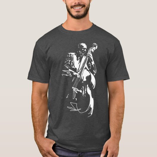 Cool Graphic Jazz Lovers Upright Bass Player T-shirt (Voorkant)