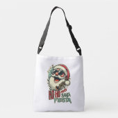 Cool grappige Kerstman met zonnebril - Ho-ho-ho Crossbody Tas (Achterkant)