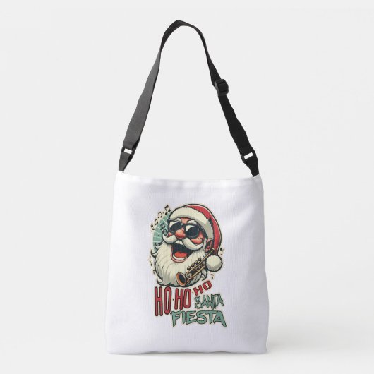Cool grappige Kerstman met zonnebril - Ho-ho-ho Crossbody Tas (Achterkant)