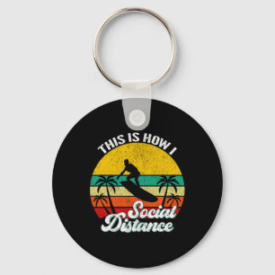 Cool Grappige Retro Zonsondergang Vintage Surfen S Sleutelhanger