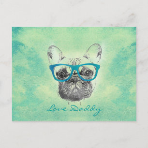 Cool grappige trendy bulldog puppy briefkaart
