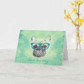 Cool grappige trendy  bulldog puppy kaart (Gele Bloem)