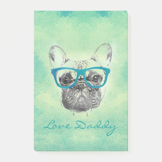 Cool grappige trendy bulldog puppy post-it® notes (Voorkant)