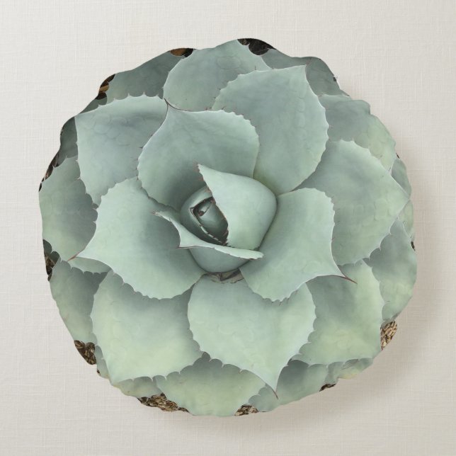 Cool Gray Agave Succulent Rond Kussen (Achterkant)