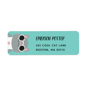 Cool Gray Cat   Turquoise Etiket