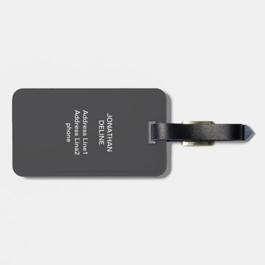 Cool Gray Faux Metal Stripe Bold Monogram Bagagelabel (Achterkant horizontaal)