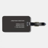 Cool Gray Faux Metal Stripe Monogram Bagagelabel (Achterkant horizontaal)