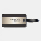 Cool Gray Faux Metal Stripe Monogram Bagagelabel (Achterkant horizontaal)