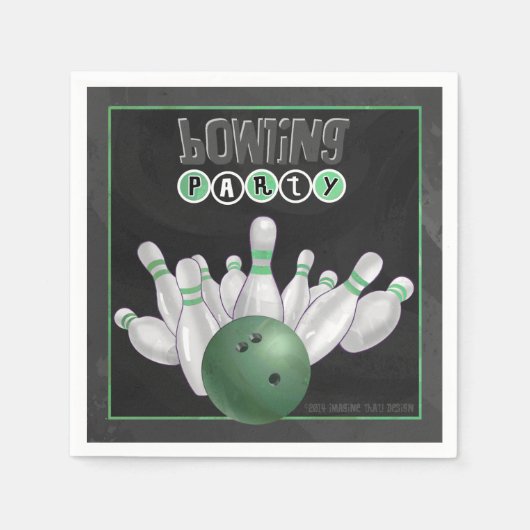 Cool Green Bowling Party Paper Napkins Servetten (Voorkant)