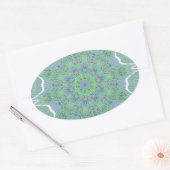 Cool Green Floral patroon Ovale Sticker (Envelop)