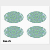 Cool Green Floral patroon Ovale Sticker (Vel)