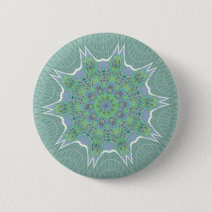 Cool Green Floral patroon Ronde Button 5,7 Cm