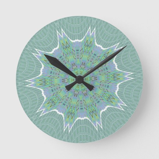 Cool Green Floral patroon Ronde Klok (Voorkant)