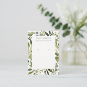 COOL GREEN FOLIAGE WREATH FRAME EARRING DISPLAY VISITEKAARTJE (Staand voorkant)