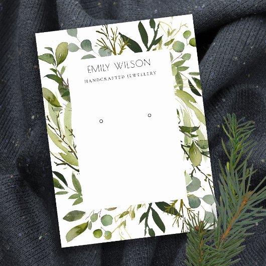 COOL GREEN FOLIAGE WREATH FRAME EARRING DISPLAY VISITEKAARTJE