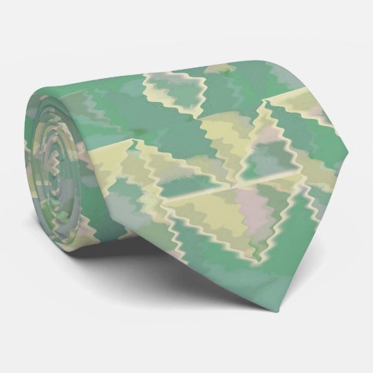 Cool Green Geometric Wavy Pattern Stropdas (Opgerold)