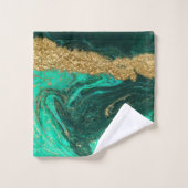 Cool Green Gold Marble Stone Bad Handdoek (Wasdoekje)