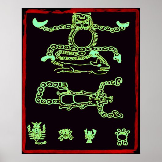 Cool Green Mayan Design Poster (Voorkant)