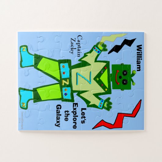 Cool Green Robot Lightning Bolts Puzzle (Horizontal)