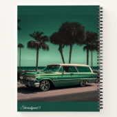 Cool Green & Silver Car op het strand Notitieboek (Achterkant)