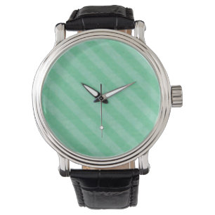 Cool Green Twill Stripes Chevron Watch Horloge